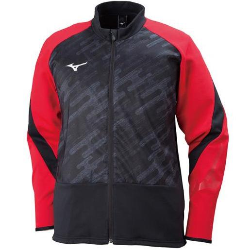 ミズノ [ニットシャツZIP] P2MC803596 ブラック×チャイニーズレッド Lサイズ