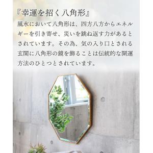 ミラー 鏡 八角 八角形 壁掛け ウォールミラ...の詳細画像2