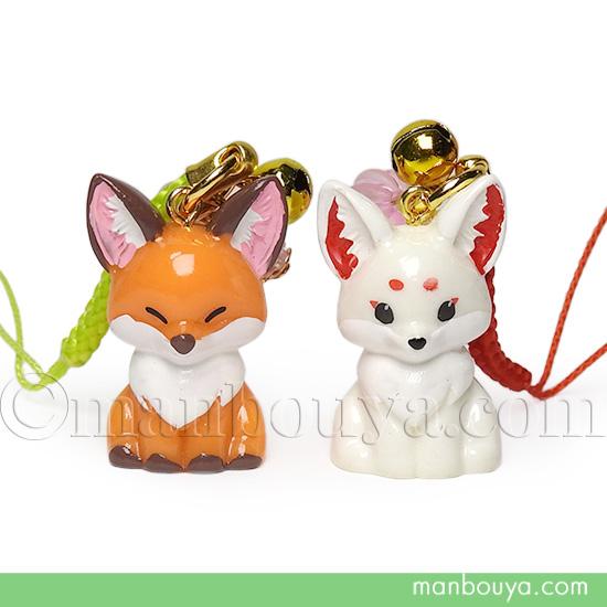 キツネ グッズ ストラップ アミューズ AMUFUN ちょコンとキツネ 根付 マスコット 茶 白
