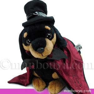 ハロウィン コスプレ ダックスフント ぬいぐるみ 犬 ミニチュアダックス 伏せ ブラック＆タン ハロウィン衣装
