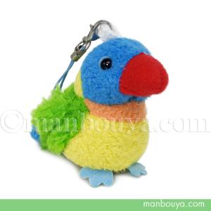 鳥 インコ ぬいぐるみ スマホ 携帯 液晶クリーナー ストラップ マスコット キュート販売 CUTE ゴシキセイガイインコ 5.5cm メール便発送可｜manbouya