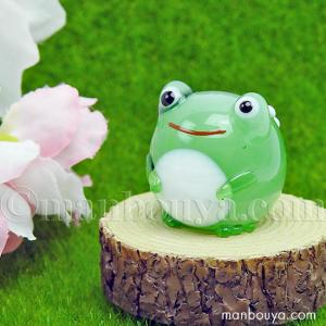 かえる　ガラス細工　ミニチュア ガラス細工 ミニカエルと蓮の葉 ミニチュア 雑貨 置物 小物 雨