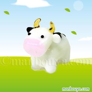 動物 ウシ ミニチュア ガラス細工 牛 置物 飾り グラススクエア プチ