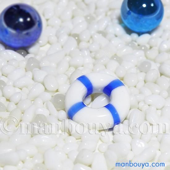 ガラス細工 ミニチュア 雑貨 水族館 お土産 グラススクエア プチシリーズ 浮き輪 ブルー メール便...