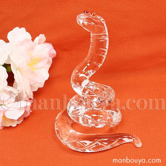 10%OFF 干支の置物 蛇 巳 ガラス細工 正月飾り 縁起物 硬質ガラス ヘビ クリア グラススク...