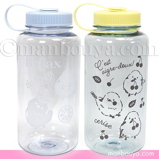 シマエナガ グッズ ウォーターボトル 1リットル 水筒 ドリンクボトル クリア シュガーフェイス