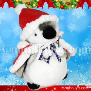 クリスマス ぬいぐるみ ペンギン グッズ たけのこ TAKENOKO ペンギンミニ リボン青 12cm サンタ衣装｜manbouya