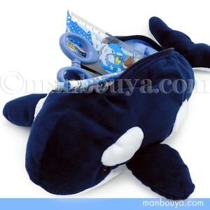 シャチ ぬいぐるみ ペンケース 動物 大容量 水族館 お土産 山二 海の生き物 ペンポーチ オルカ 34cm