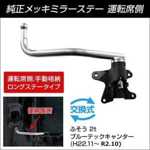 JET 純正タイプメッキミラーステー キャンター用 R【トラック用品 外装用品】運転席側 手動格納 ロングステータイプ ブルーテックキャンター｜トラック用品のファースト・ワン