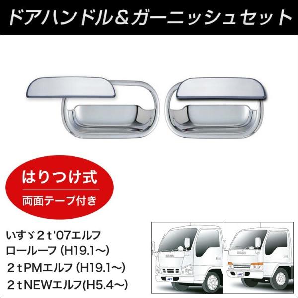 JETドアハンドルメッキカバー いすゞ２ｔＮＥＷエルフ/超低ＰＭエルフ/０７エルフロールーフ【トラッ...