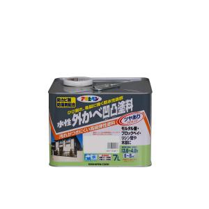 アサヒペン 塗料 ペンキ 水性外かべ凹凸塗料ツヤあり 7L ホワイト 水性 外壁 凹凸塗料 弾性塗料 ツヤあり 防カビ 防藻 日本製｜mandheling