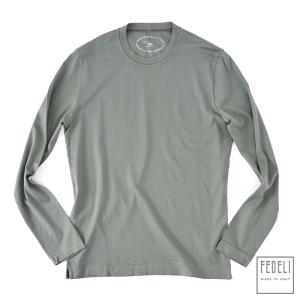FEDELI フェデーリ / GIZA オーガニックコットン クルーネック ロングスリーブ Tシャツ ・mod. EXTREME ML. JERSEY GIZA ORGANIC ・col. スモーキーオリーブ