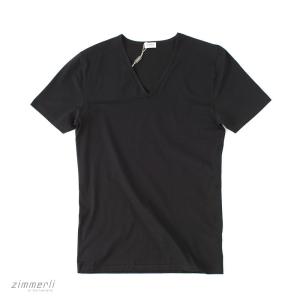 zimmerli ヅィメリー Switzerland / 172 Pure Comfort Vネック Tシャツ/スイス製 ・art. 172-1462 ・col. Black｜mandm-website