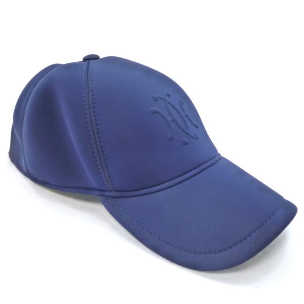 エルメス ロゴ キャップ サイズS 56cm 帽子 ブルー ナイロン