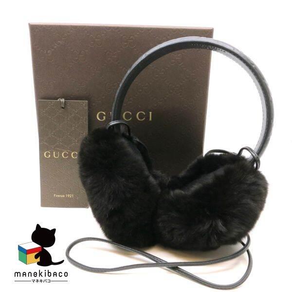 グッチ GUCCI  GG イヤーマフラー 耳あて イヤーウォーマー イヤーマフ 黒 ラビットファー...