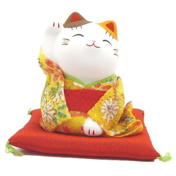 開店祝い 周年祝い 移転祝い 招き猫 置物 まねきねこ 開店祝い ちりめん着物がかわいい 右手をあげ...