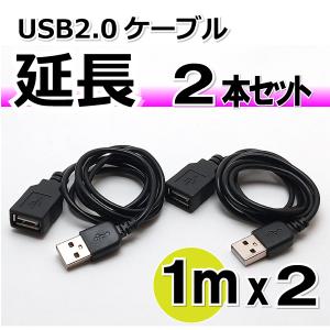 USB2.0 延長ケーブル 1m 黒の2本セット SET3965