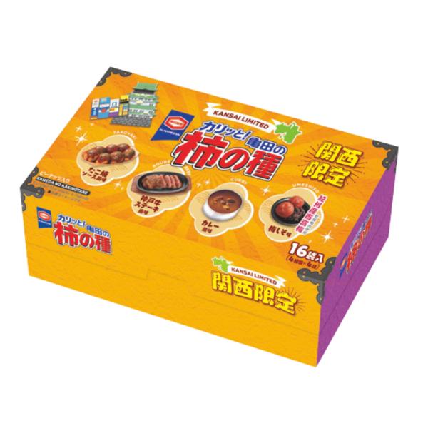 関西限定 亀田のお土産柿の種 たこ焼ソース風味 神戸牛ステーキ風味 カレー風味 梅しそ味 192g ...