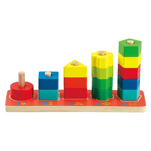 木製棒通し ベビー用おもちゃ 知育玩具 〔穴あきつみき×15・台座×1〕 22623401