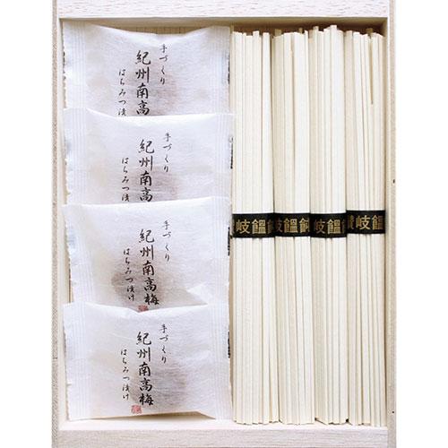 〔5セット〕 紀州南高梅 讃岐うどん詰合せ(木箱入) 紀州南高梅はちみつ漬け・讃岐うどん(50g)×...