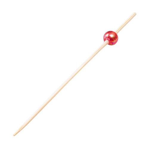 〔50本入×5セット〕 ヤマコー 用美 業務用 ビーズ串9cm 赤 yamaco21600X5