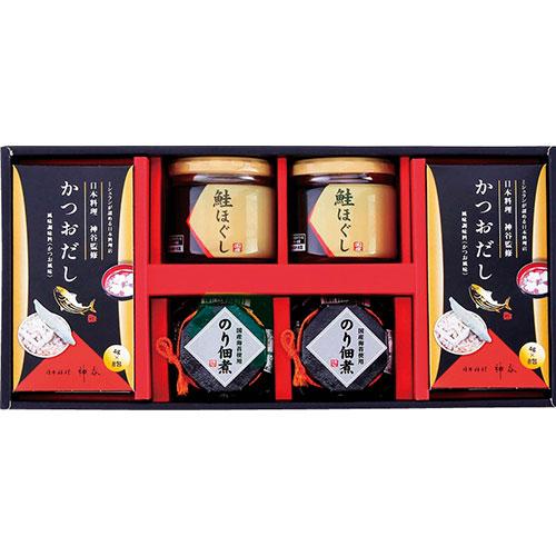 海の恵詰合せ のり佃煮(80g)・鮭ほぐし(50g)・日本料理神谷監修かつおだし(4g×8袋)×各2...