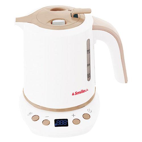 &amp;smile 倒れてもこぼれにくい温度調整電気ケトル1リットル 〔約220×200×220mm〕 2...
