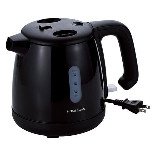 ホームスワン 電気ケトル0.8L ブラック 〔22.5×15.5×17cm〕 転倒漏れ防止機能付き ...