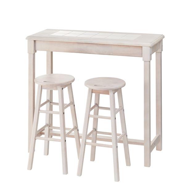 カウンターテーブル ハイテーブル 幅95cm ホワイト スツールセット 木製 コーヒーテーブル リビ...