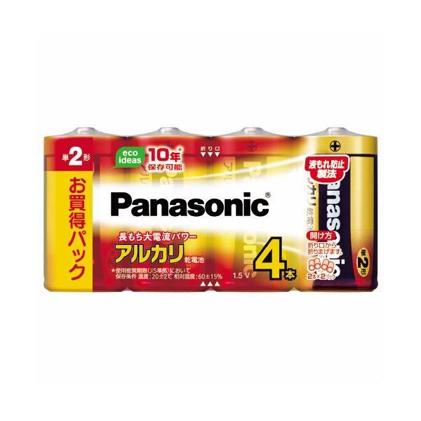 (まとめ)パナソニック アルカリ乾電池 単2形LR14XJ/4SW 1パック(4本)〔×10セット〕