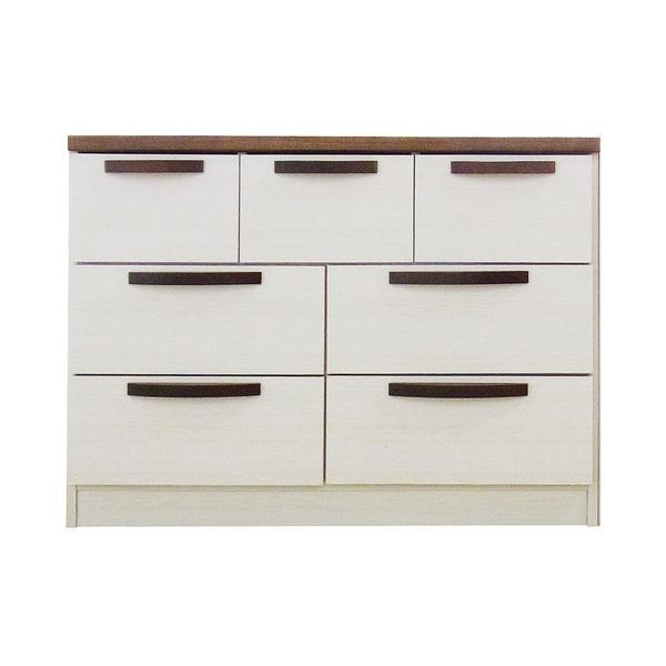 ローチェスト タンス 3段 幅107cm ブラウン 日本製 スリム 引き出し収納 子供部屋 ベッドル...