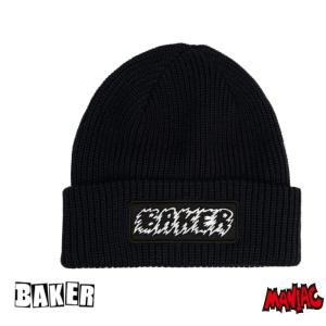BAKER ベイカー ベーカー ビーニー ニット帽 ニットキャップ JAGGED NAVY CUFF BEANIE BLACK ブラック 帽子｜maniac