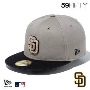 ニューエラ SD キャップ 59FIFTY NEWERA MLB Chenille Patch シェニールパッチ サンディエゴ・パドレス ペブル/ブラック 15228770 サガラ刺繍