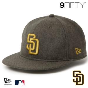 ニューエラ SD キャップ 9FIFTY レザーストラップ NEWERA MLB Wool Melton ウールメルトン サンディエゴ・パドレス カーキ 15136996