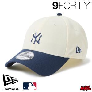 ニューエラ NY キャップ 9FORTY NEWERA MLB ベージュ スウェットバンド ニューヨーク・ヤンキース クロームホワイト/ナイトシフトネイビー