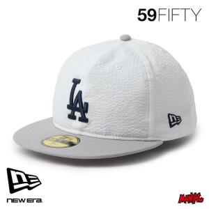 ニューエラ キャップ 59FIFTY NEWERA Soft Buckram Seersucker ソフトバックラム シアサッカー MLB ロサンゼルス ドジャース ホワイト グレー 14745161