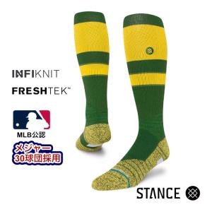STANCE スタンス ソックス 野球 ベースボール 靴下 メンズ ブランド STANCE SOCKS STRIPES OTC 2023 - Green - ストライプ グリーン/イエロー 緑/黄色｜maniac