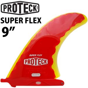 ロングボード用センターフィン PROTECK FIN(プロテック フィン) SUPER FLEX 9” レッド／イエロー パワーフレックス｜maniac