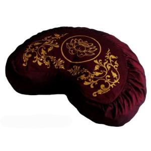 ヨガ フィットネス TS077A2 Boon Decor Meditation Cushion Crescent Zafu - Lotus Enlightenment - Burgundy｜maniacs-shop