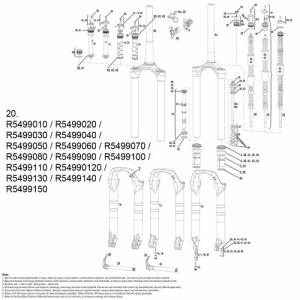 フォーク パーツ 自転車 R5499130 RockShox 2011-18 Sektor 150mm Medium Coil and Shaft Assembly, Red