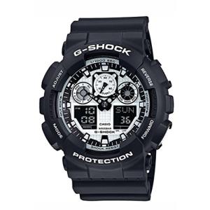 腕時計 カシオ メンズ GA-100BW-1ADR (G619) Casio Men's G-Shock GA100BW-1A Black Resin Quartz Watch｜maniacs-shop