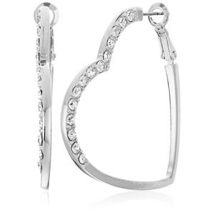 ゲス ピアス アメリカ 298883-21 GUESS Silver-Tone Heart Hoop Earrings｜maniacs-shop