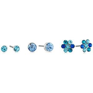 ゲス ピアス アメリカ 82075592 GUESS "Basic" Blue Stone Mini Trio Set Stud Earrings｜maniacs-shop