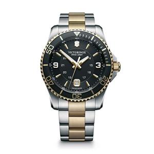 腕時計 ビクトリノックス スイス 241824 Victorinox Maverick Black Dial Two-Tone Mens Watch 241824｜maniacs-shop