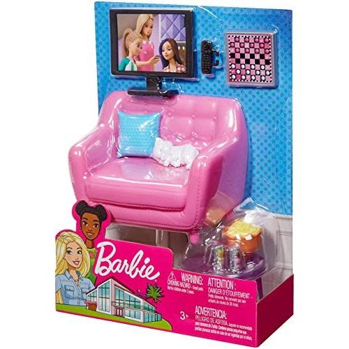 バービー Barbie 家具セット ソファ、ミニテーブル、薄型テレビ、子猫など FXG36 ※人形は...
