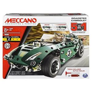 メカノ 知育玩具 パズル 6040176 Meccano by Erector 5 in 1 Roadster Pull Back Car Building Kit, STEM E｜maniacs-shop