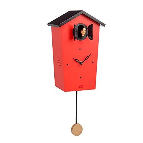 カッコー時計 インテリア 壁掛け時計 BH1004R KOOKOO Birdhouse Red Li...