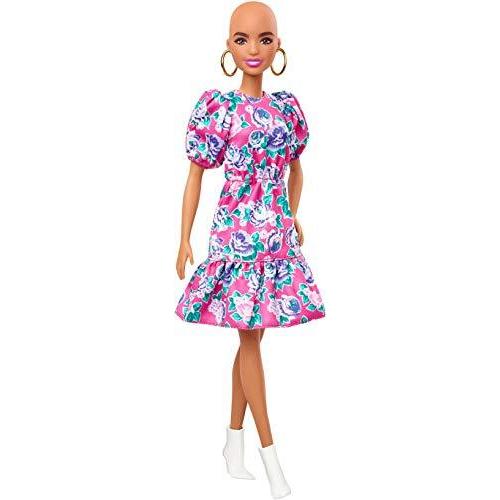 バービー Barbie ファッショニスタ 150 ノーヘア ピンクの花柄ドレス 白いブーツ 金のフー...