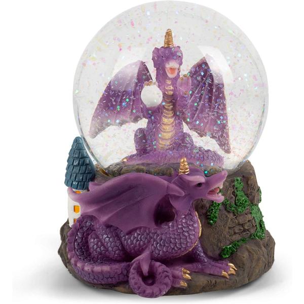 スノーグローブ 雪 置物 36149 Elanze Designs Purple Dragon wi...