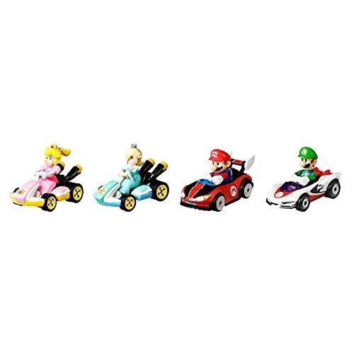 ホットウィール Hot Wheels マリオカート 4点セット マリオ、ルイージ、ピーチ、ロゼッタ ...